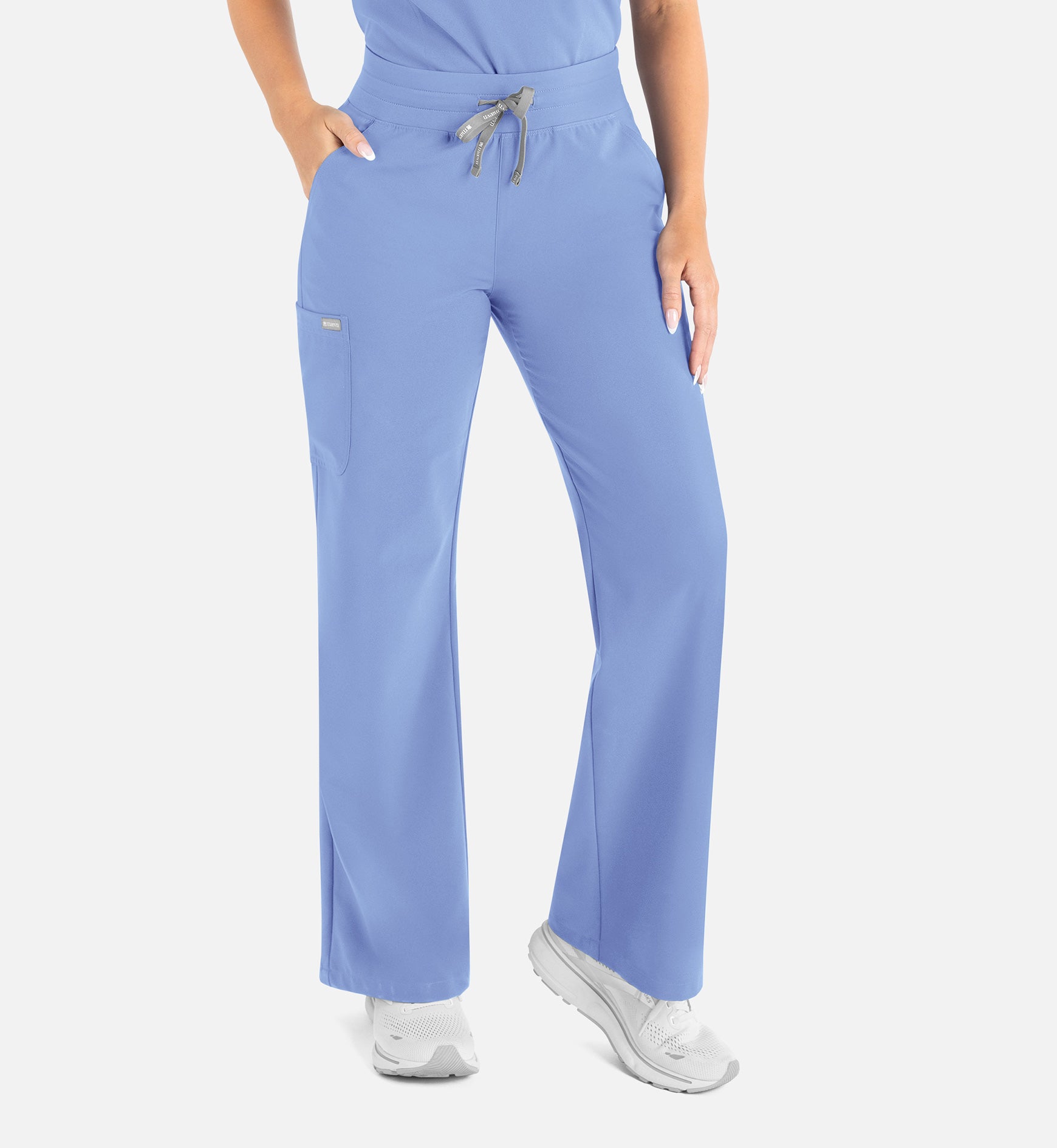 Momentum 5094 Women’s High Waist Full Elastic Wide Leg Pant Ceil Blue