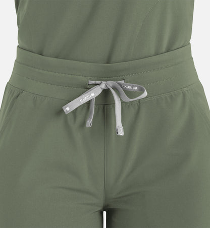 Momentum 5094 Women’s High Waist Full Elastic Wide Leg Pant Olive