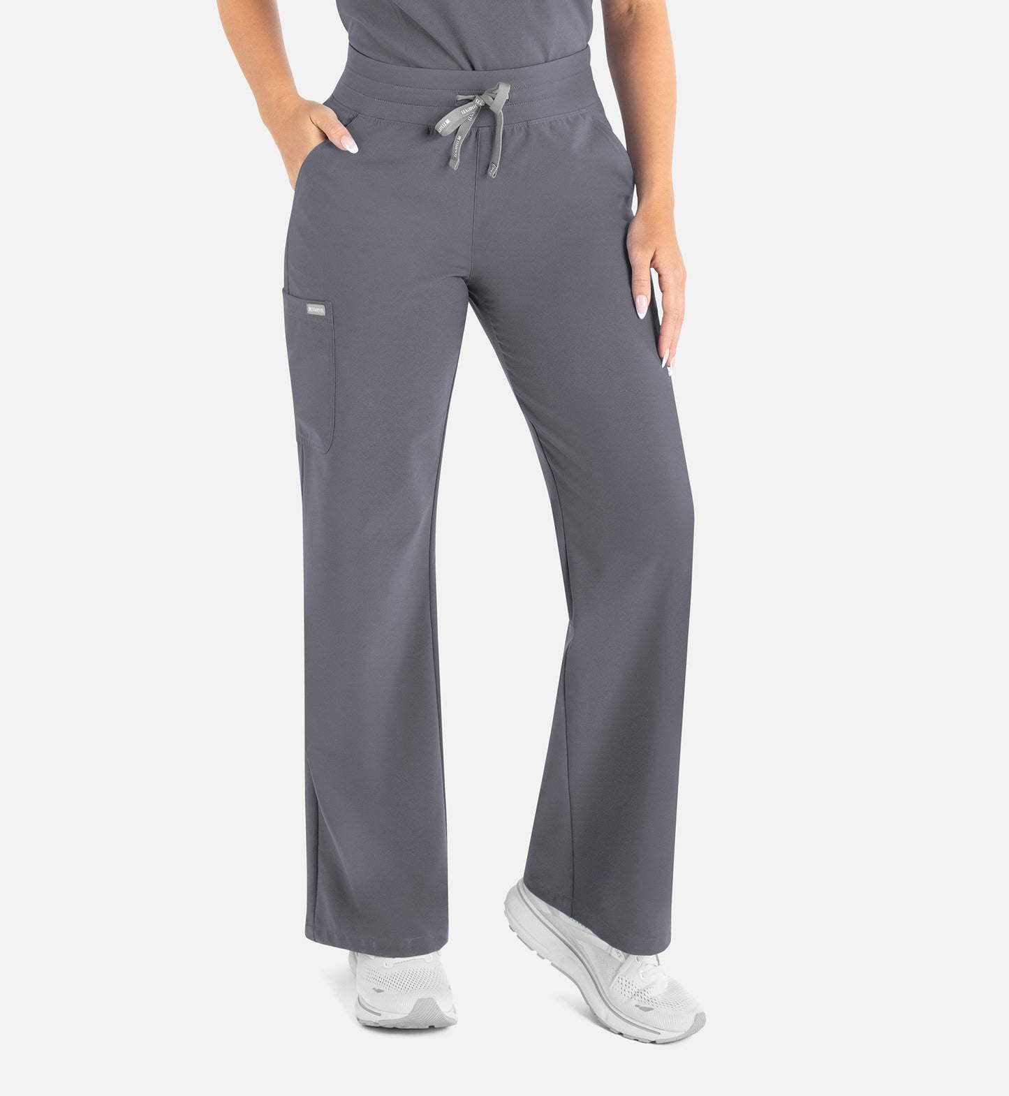 Momentum 5094 Women’s High Waist Full Elastic Wide Leg Pant Pewter
