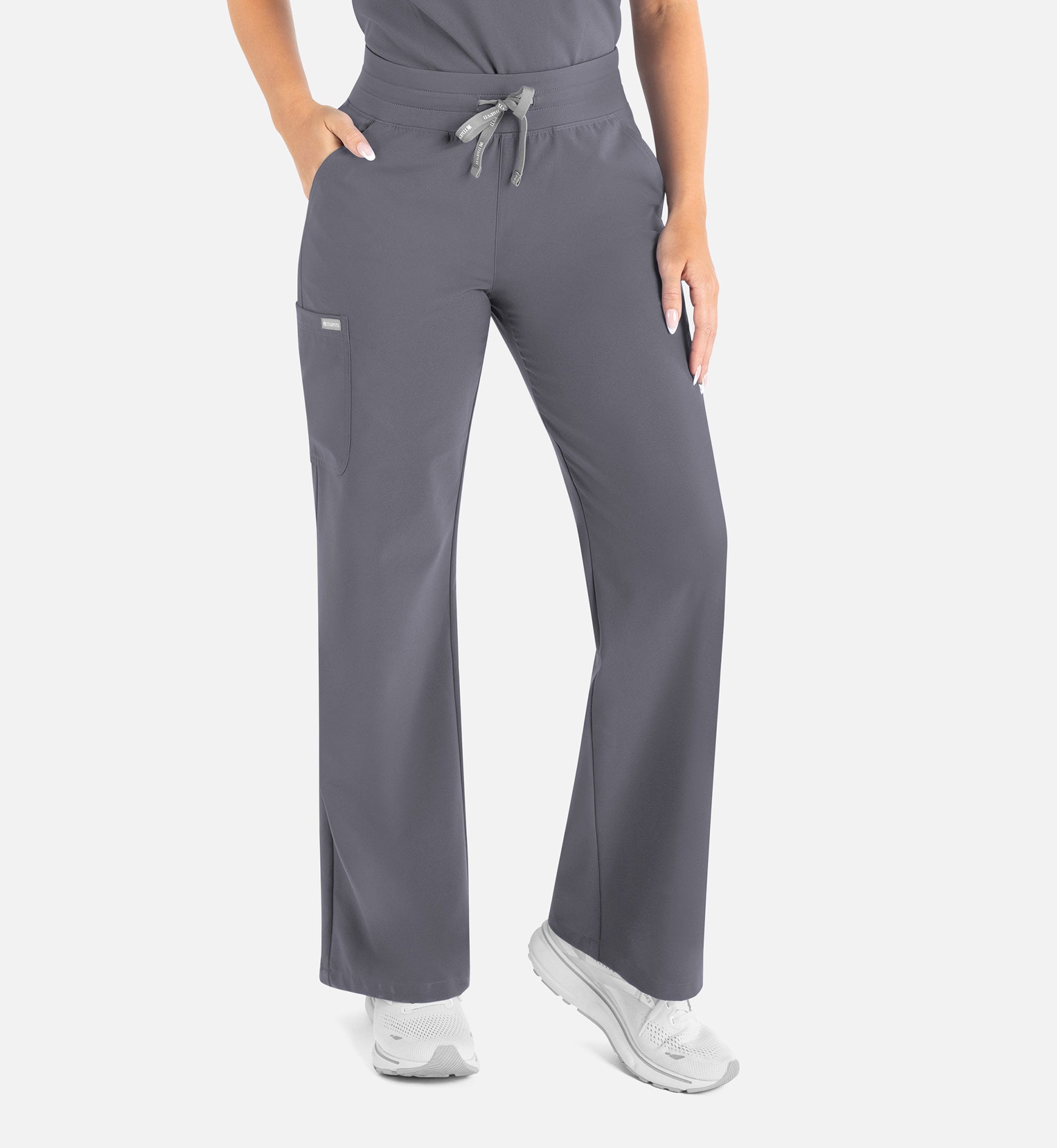 Momentum 5094 Women’s High Waist Full Elastic Wide Leg Pant Pewter