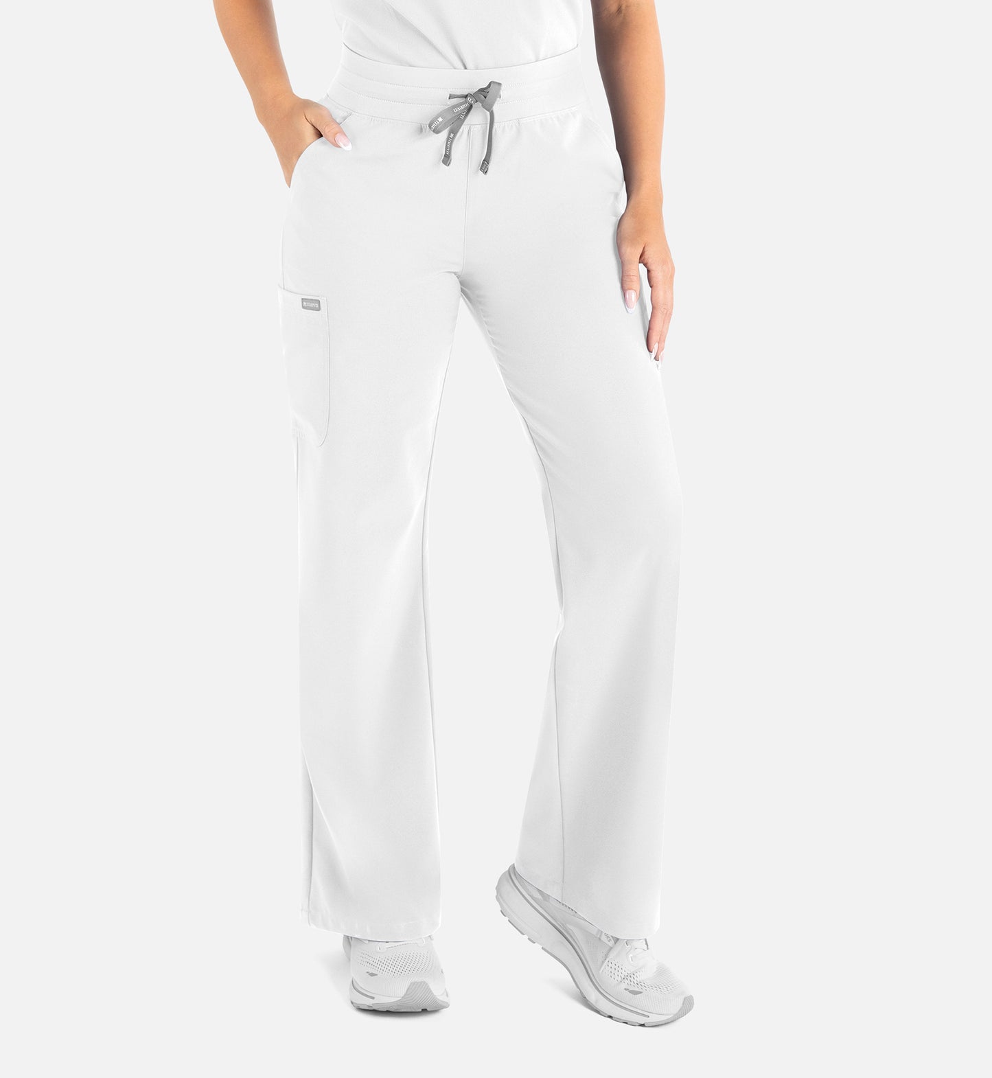 Momentum 5094 Women’s High Waist Full Elastic Wide Leg Pant White
