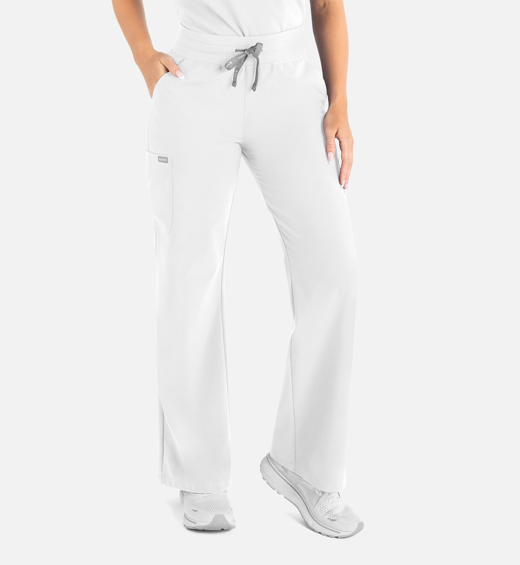 Momentum 5094 Women’s High Waist Full Elastic Wide Leg Pant White