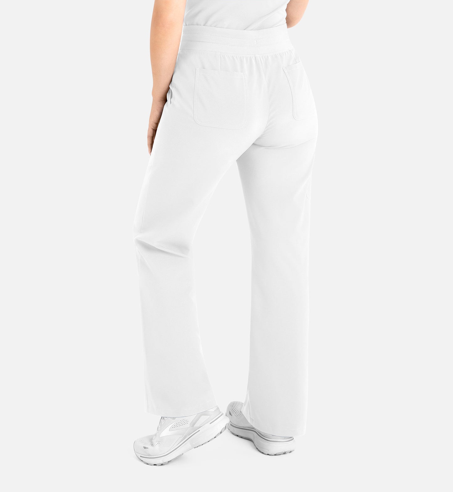 Momentum 5094 Women’s High Waist Full Elastic Wide Leg Pant White