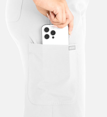 Momentum 5094 Women’s High Waist Full Elastic Wide Leg Pant White