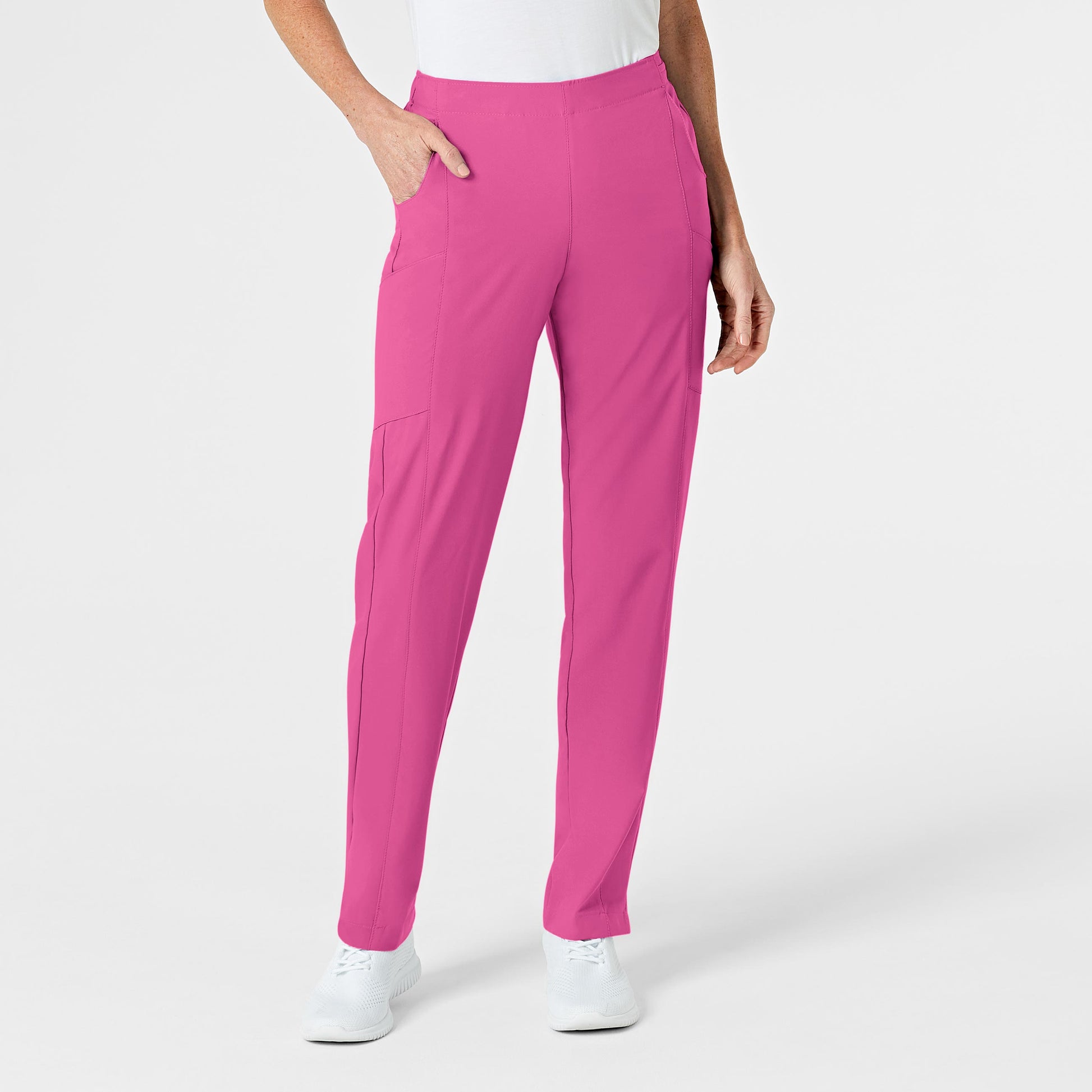 W123 5155 Flat Front Cargo Scrub Pants Hot Pink Model Image Front | Wink