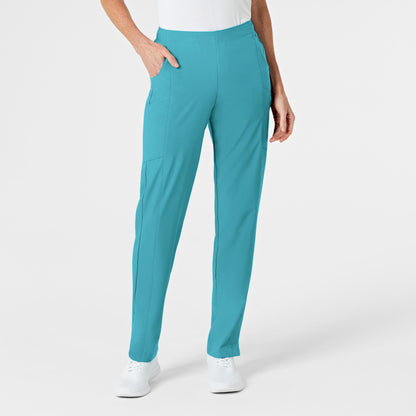 W123 5155 Flat Front Cargo Scrub Pants Teal Blue Model Image Front | Wink