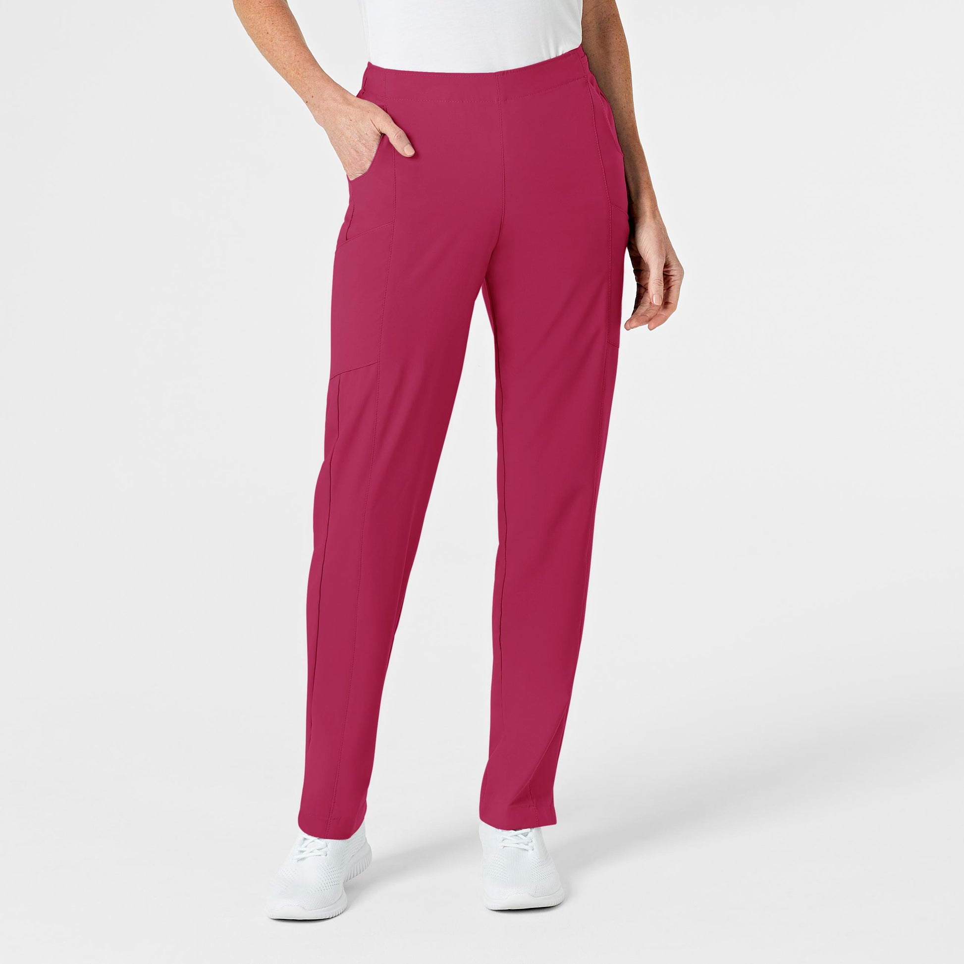 W123 5155 Flat Front Cargo Scrub Pants Viva Magenta Model Image Front | Wink