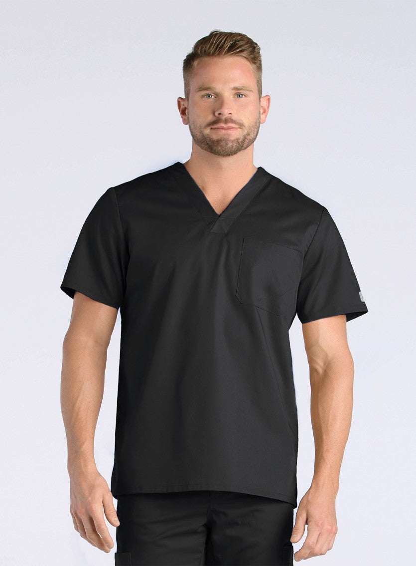 EON 5208 Men’s One Chest Pocket V-Neck Top Black