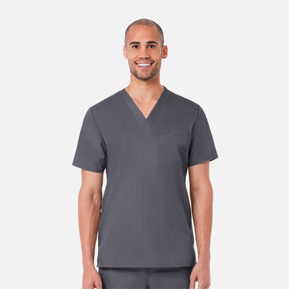 EON 5208 Men's One Chest Pocket V-Neck Top Pewter