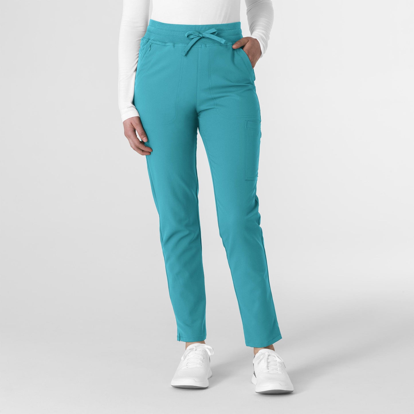 Thrive 5222 Cargo Straight Slim Leg Scrub Pants Teal Blue Model Image Front | Wink