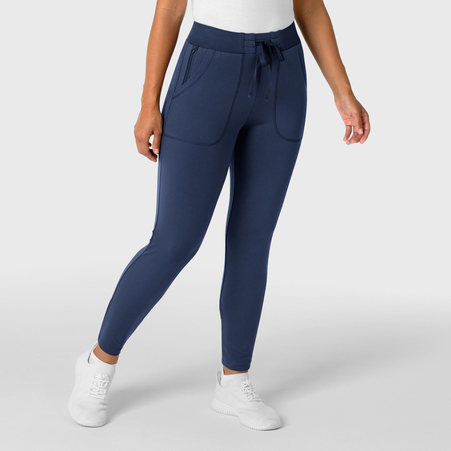 RENEW 5259 Knit Track Scrub Pants Navy Model Image Front | Wink