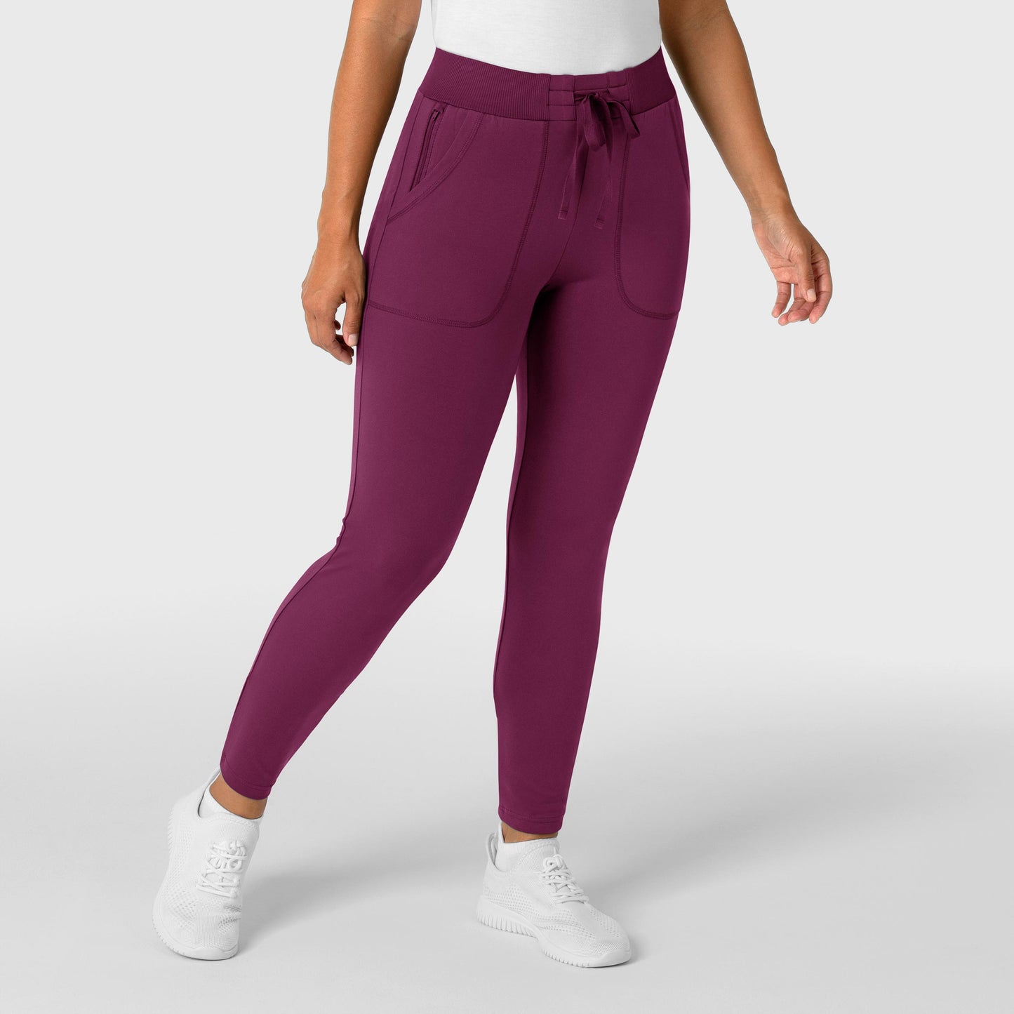 RENEW 5259 Knit Track Scrub Pants Wine Model Image Front | Wink