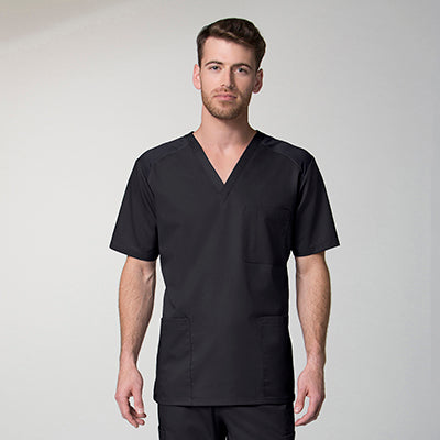 EON 5308 Men’s Mesh Panel 3-Pocket V-Neck Top Black