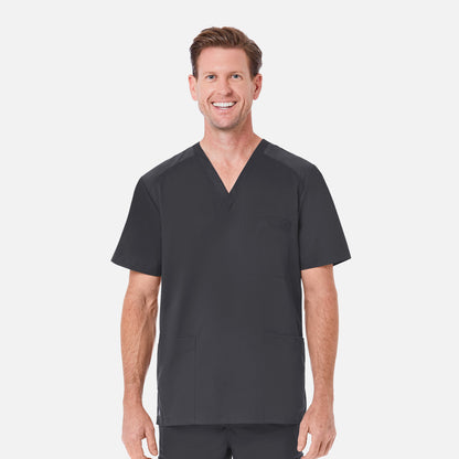EON 5308 Men's Mesh Panel 3-Pocket V-Neck Top Charcoal