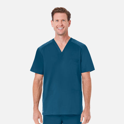 EON 5308 Men's Mesh Panel 3-Pocket V-Neck Top Caribbean Blue