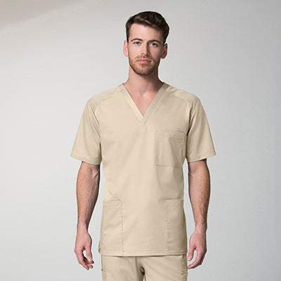 EON 5308 Men’s Mesh Panel 3-Pocket V-Neck Top Khaki