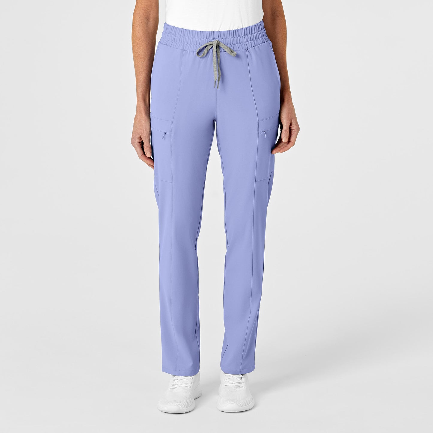 RENEW 5334 High Waist Slim Leg Scrub Pants Ceil Blue Model Image Front | Wink