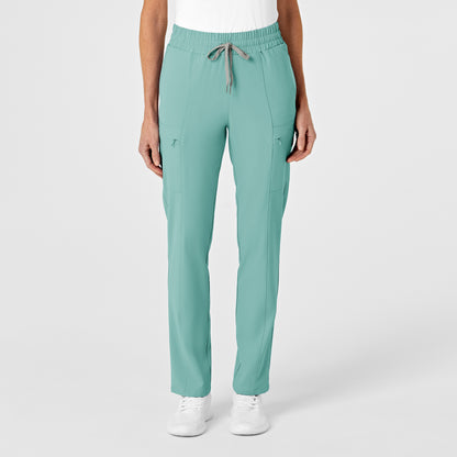 RENEW 5334 High Waist Slim Leg Scrub Pants Turquoise Model Image Front | Wink