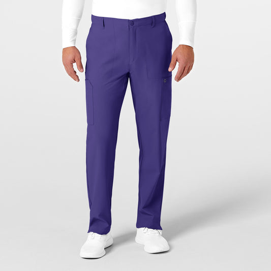 W123 5355 Men's Flat Front Cargo Scrub Pants Grape Model Image Front | Wink