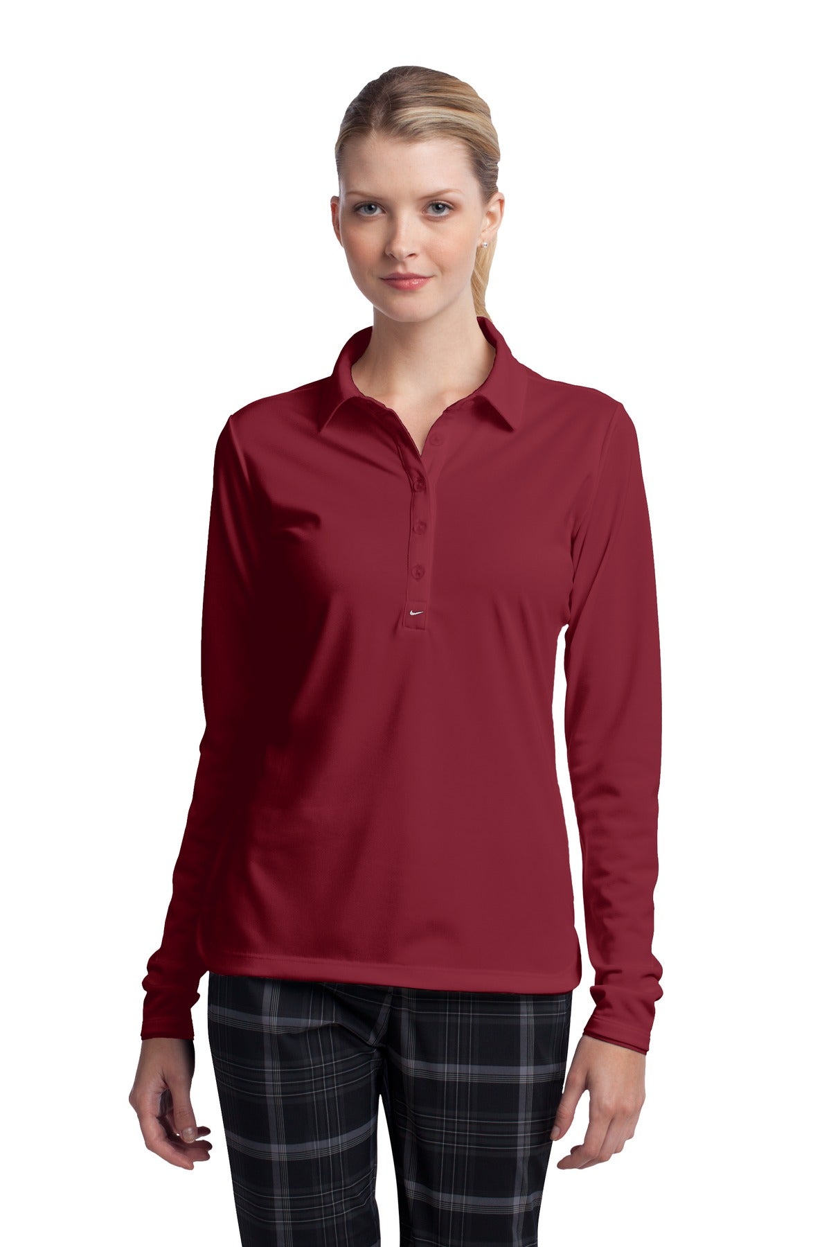 Nike Women's Long Sleeve Dri-FIT Stretch Tech Polo. 545322 Varsity Red