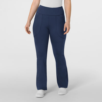 RENEW 5459 Knit Flare Yoga Scrub Pants Navy Model Image Front | Wink