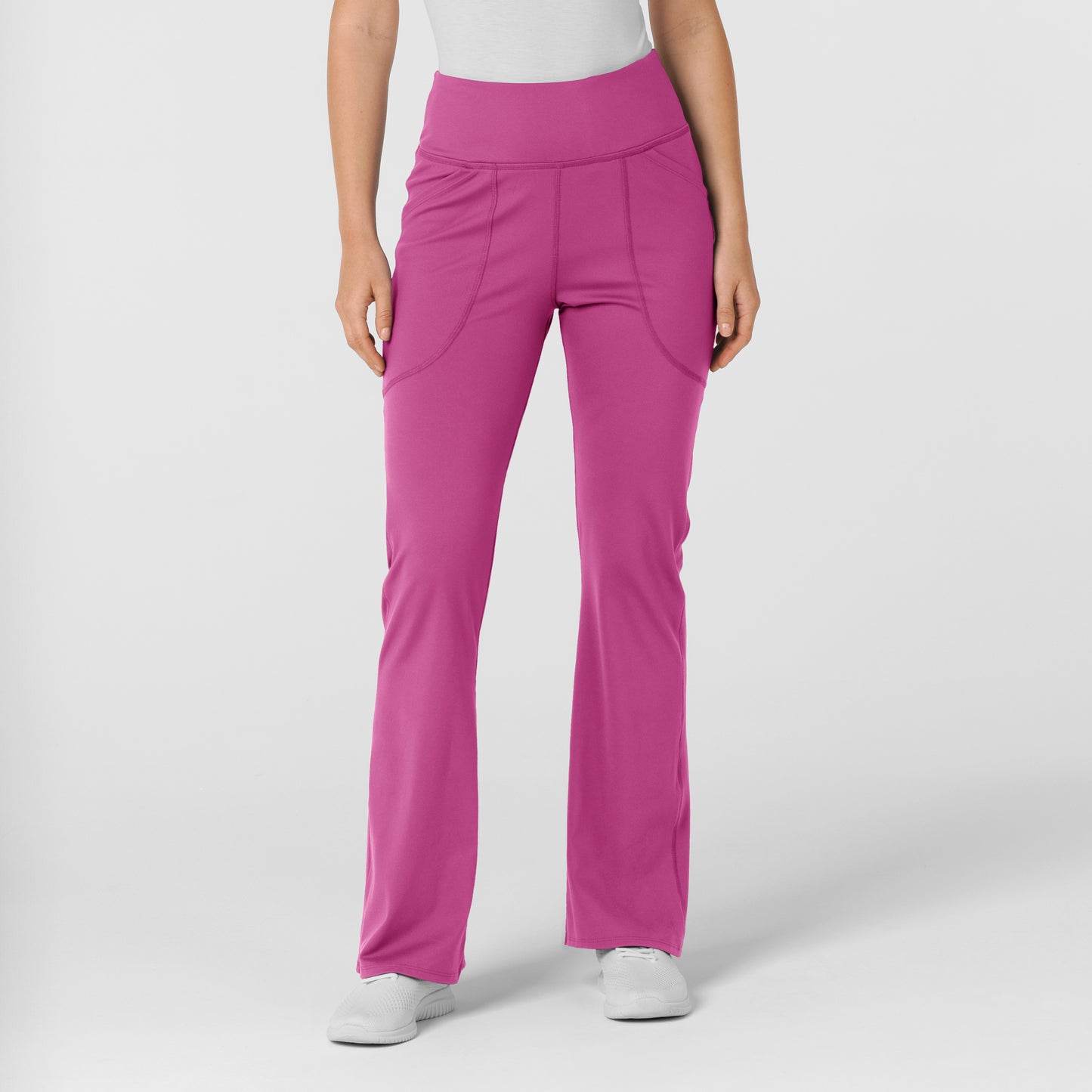 RENEW 5459 Knit Flare Yoga Scrub Pants Raspberry Model Image Front | Wink