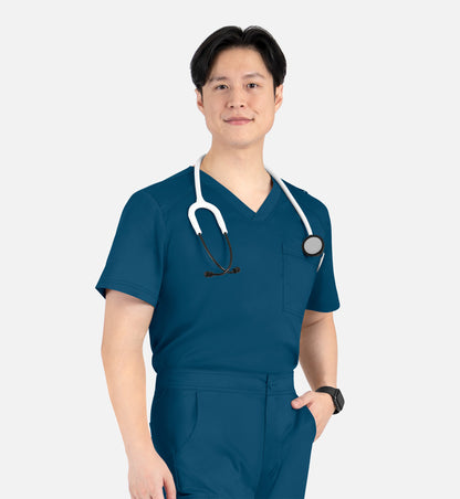 Matrix Mens 5501 Men’s Tuckable V-Neck Top Caribbean Blue