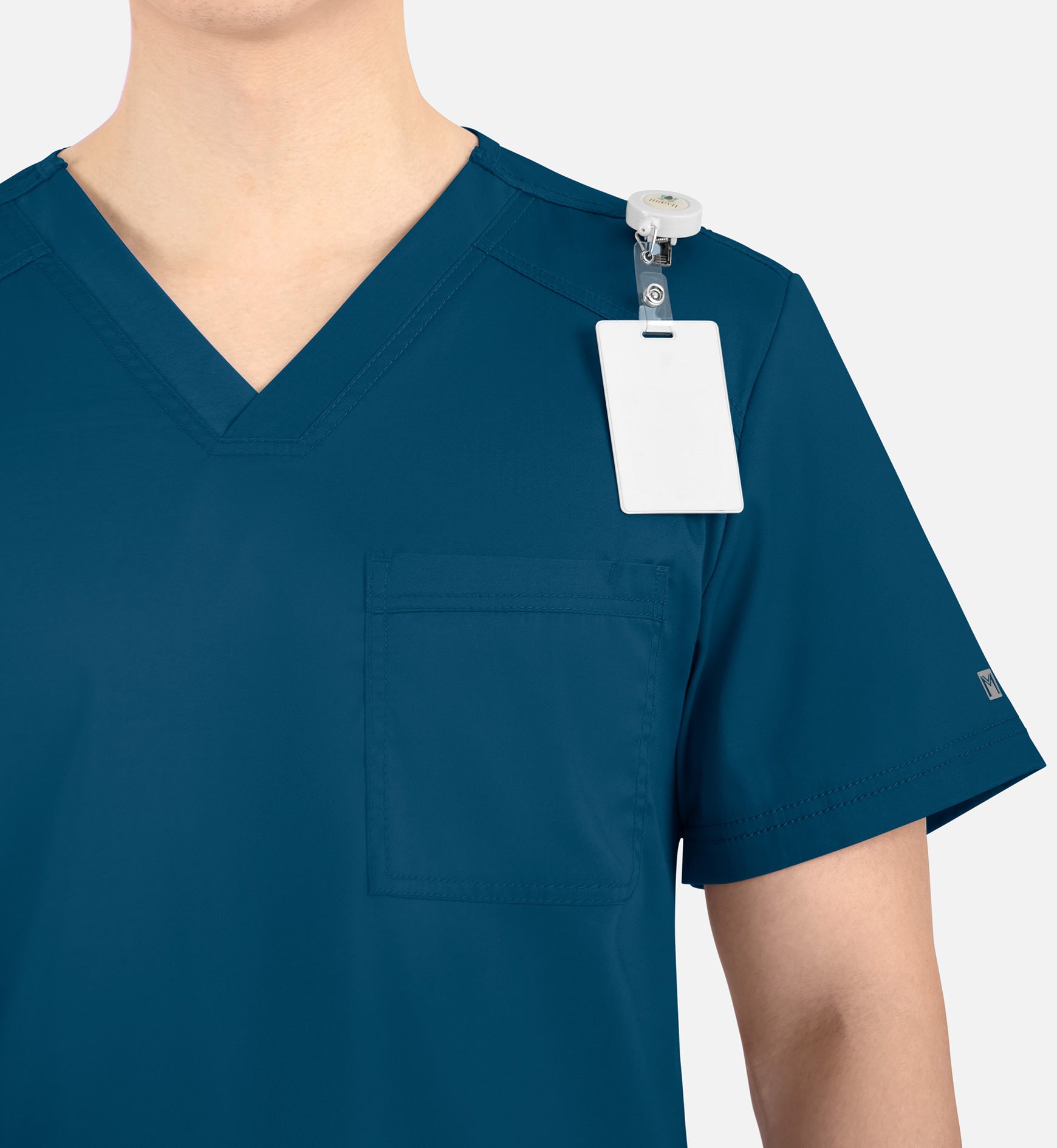 Matrix Mens 5501 Men’s Tuckable V-Neck Top Caribbean Blue