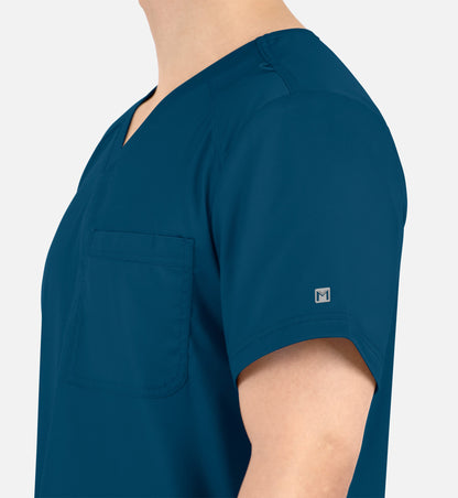 Matrix Mens 5501 Men’s Tuckable V-Neck Top Caribbean Blue