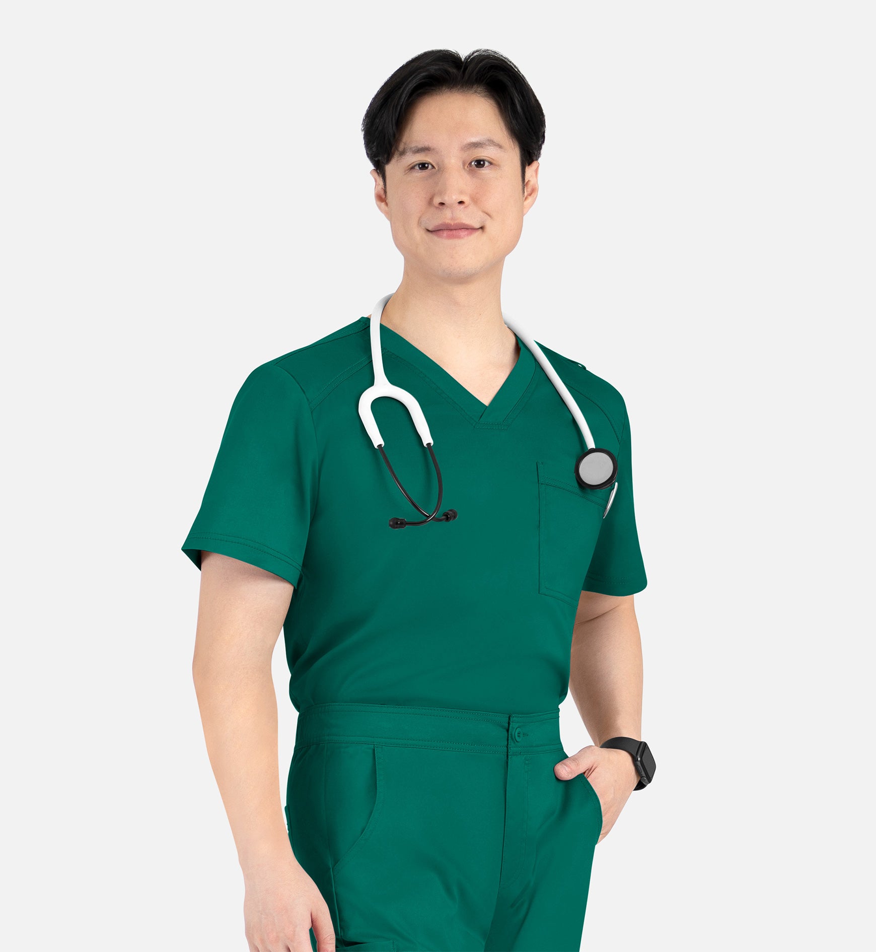 Matrix Mens 5501 Men’s Tuckable V-Neck Top Hunter – Med Threads