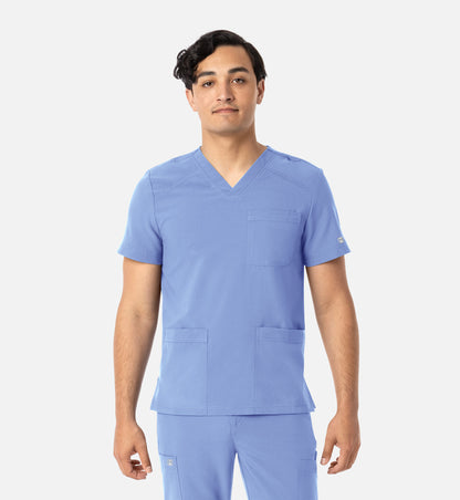 Matrix Mens 5502 Men’s 3 Pocket V-Neck Top Ceil Blue