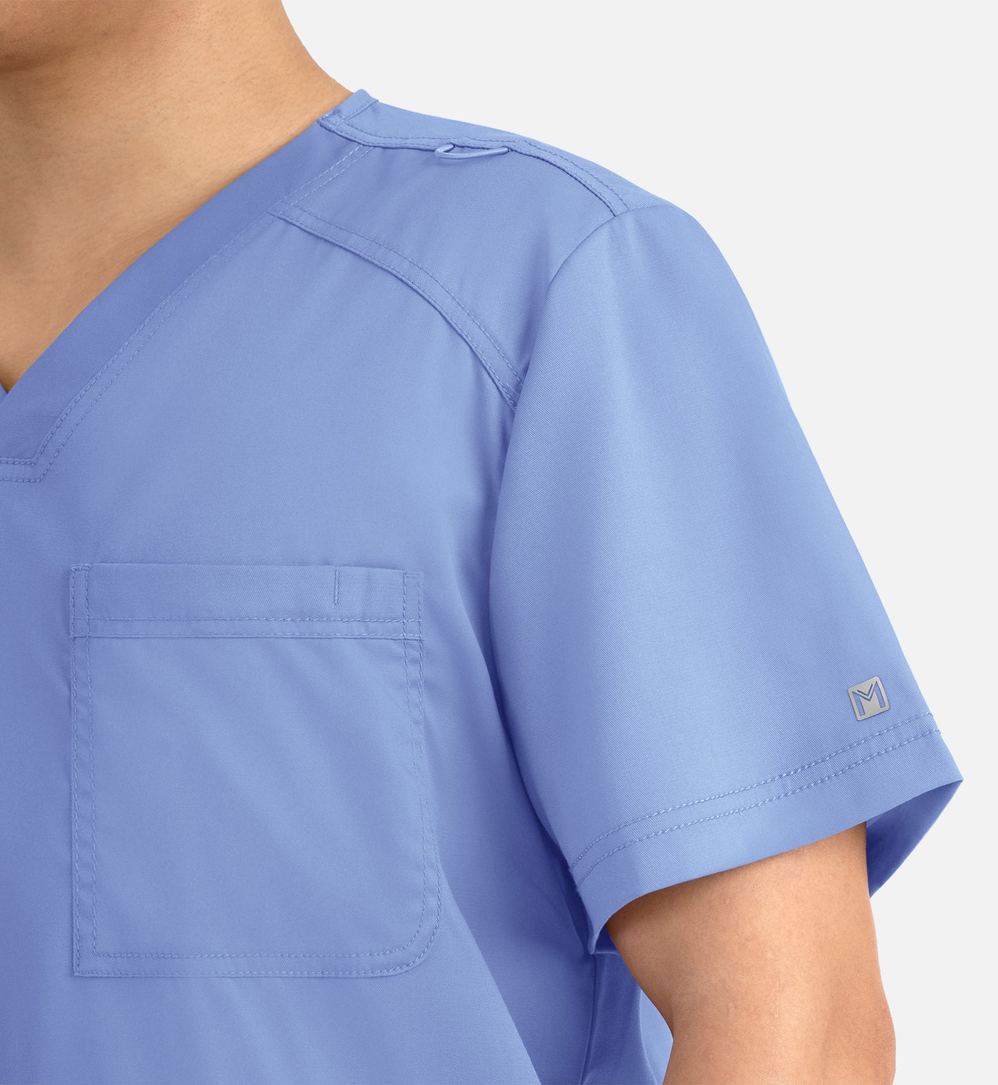 Matrix Mens 5502 Men’s 3 Pocket V-Neck Top Ceil Blue