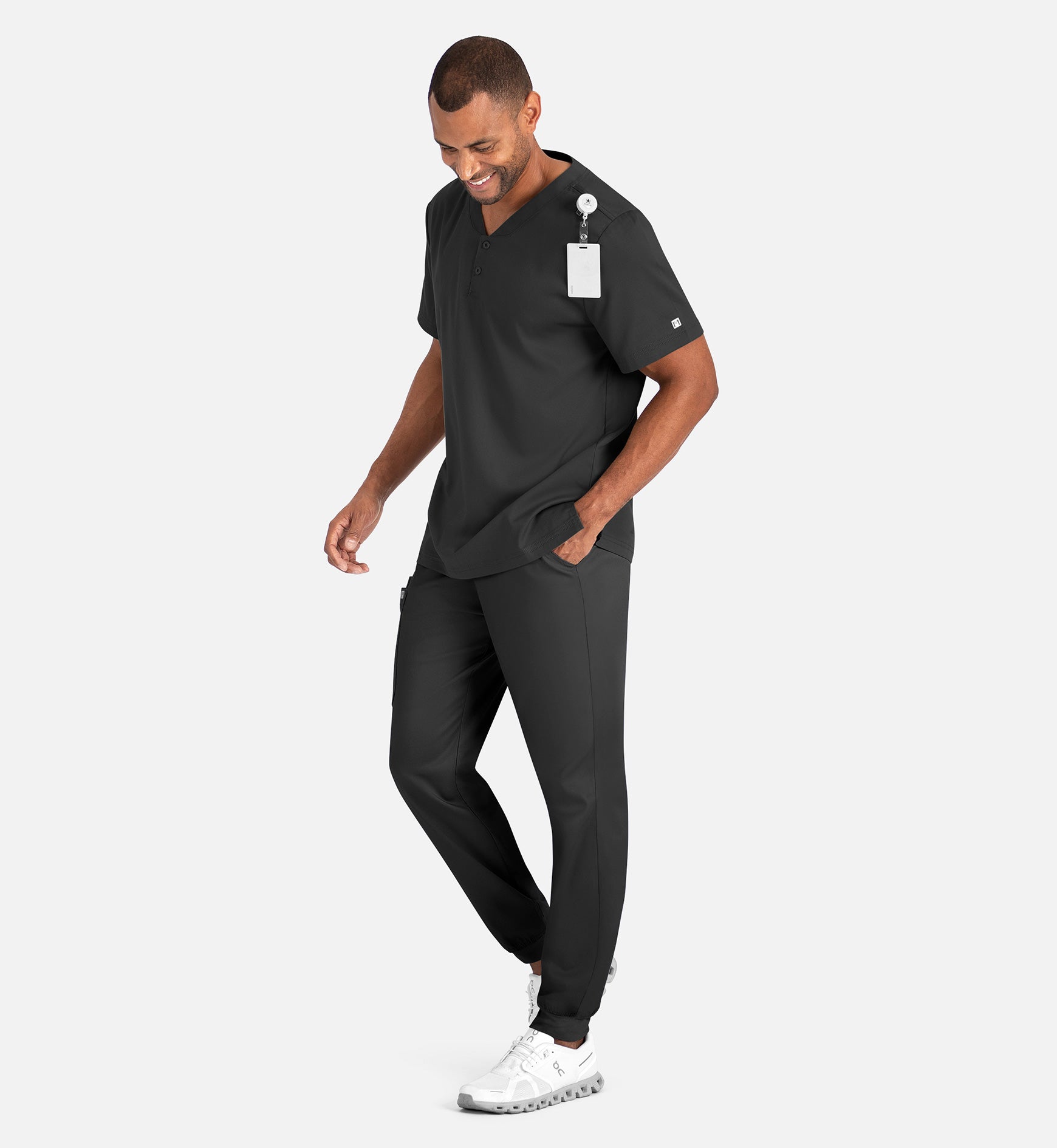 Matrix Mens 5503 Men’s Tuckable Henley Top Black