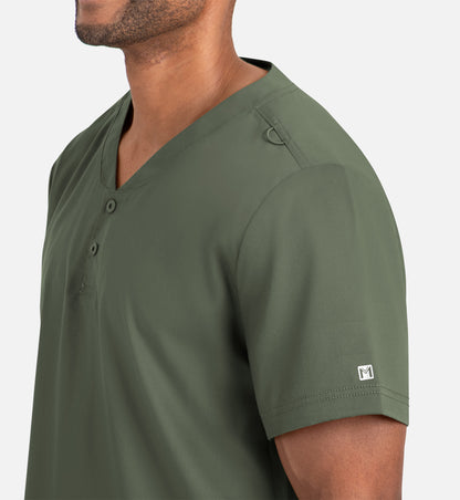 Matrix Mens 5503 Men’s Tuckable Henley Top Olive