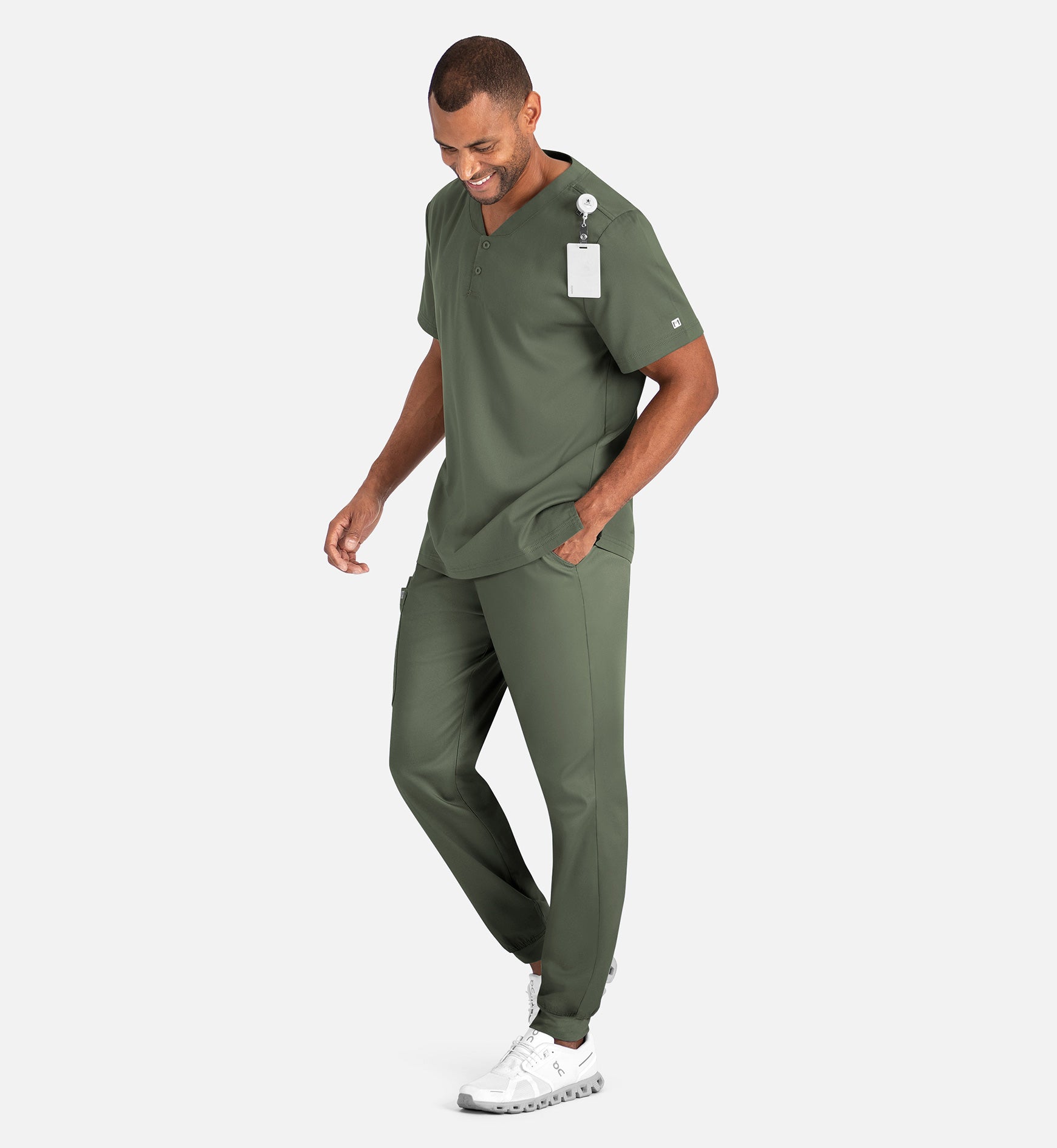 Matrix Mens 5503 Men’s Tuckable Henley Top Olive