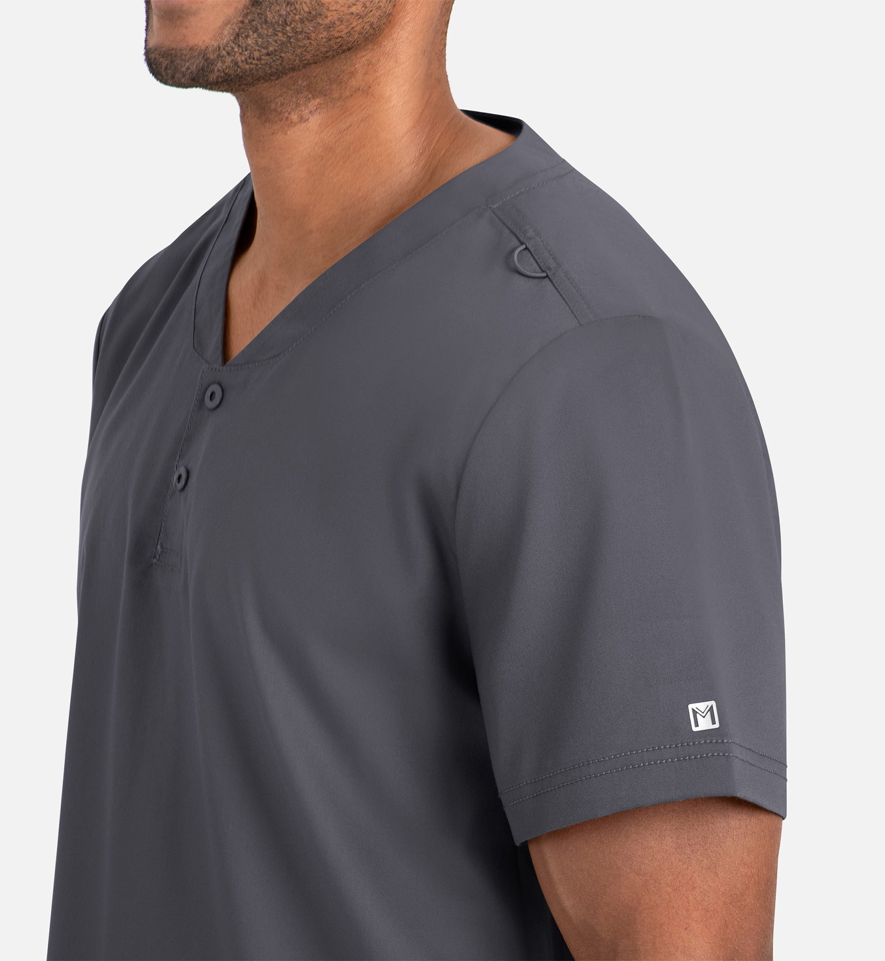 Matrix Mens 5503 Men’s Tuckable Henley Top Pewter