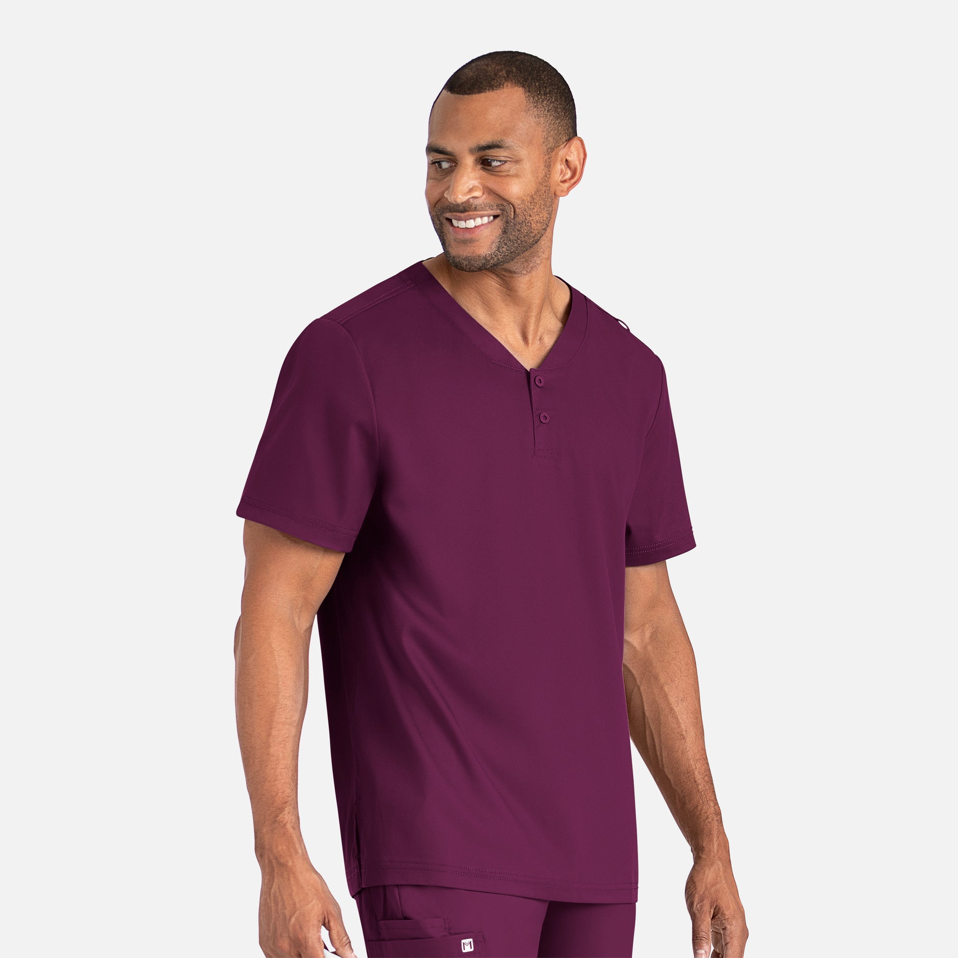 Matrix Mens 5503 Men’s Tuckable Henley Top Wine