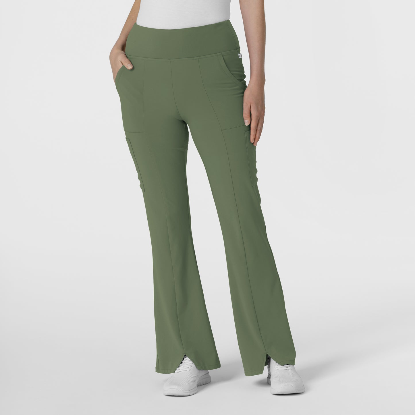 RENEW 5534 Cargo Flare Scrub Pants Olive Model Image Front | Wink