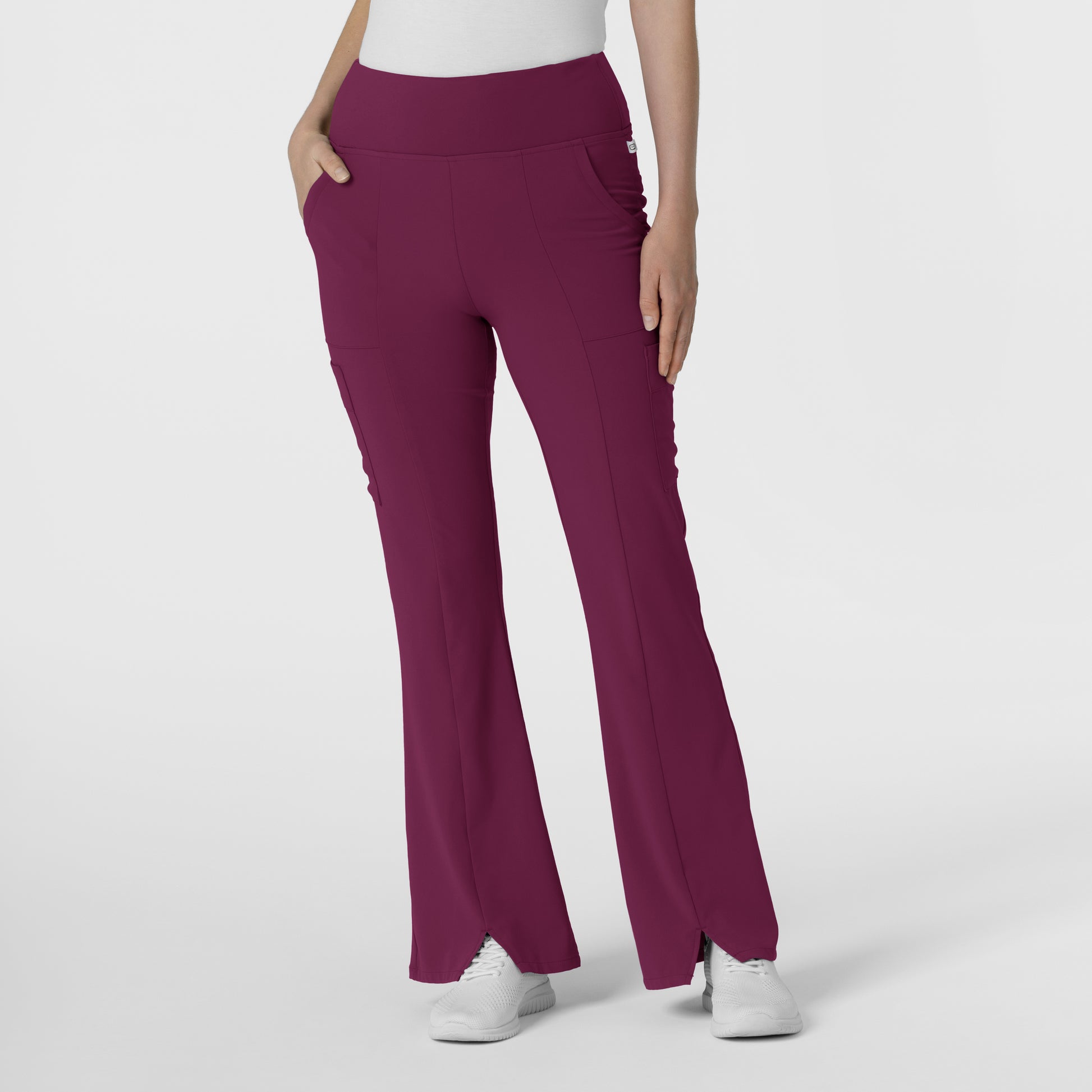 RENEW 5534 Cargo Flare Scrub Pants Wine Model Image Front | Wink