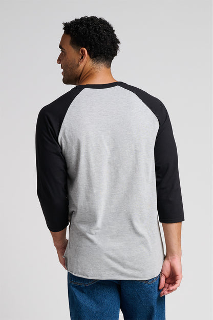 Jerzees Unisex Premium Blend Combed Ring Spun 3/4-Sleeve Raglan 560R Oxford/ Black Ink