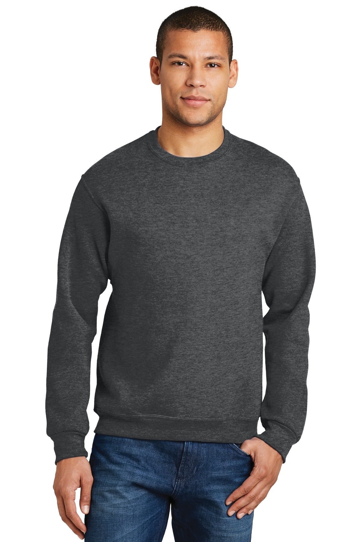 Jerzees NuBlend Crewneck Sweatshirt.  562M Black Heather