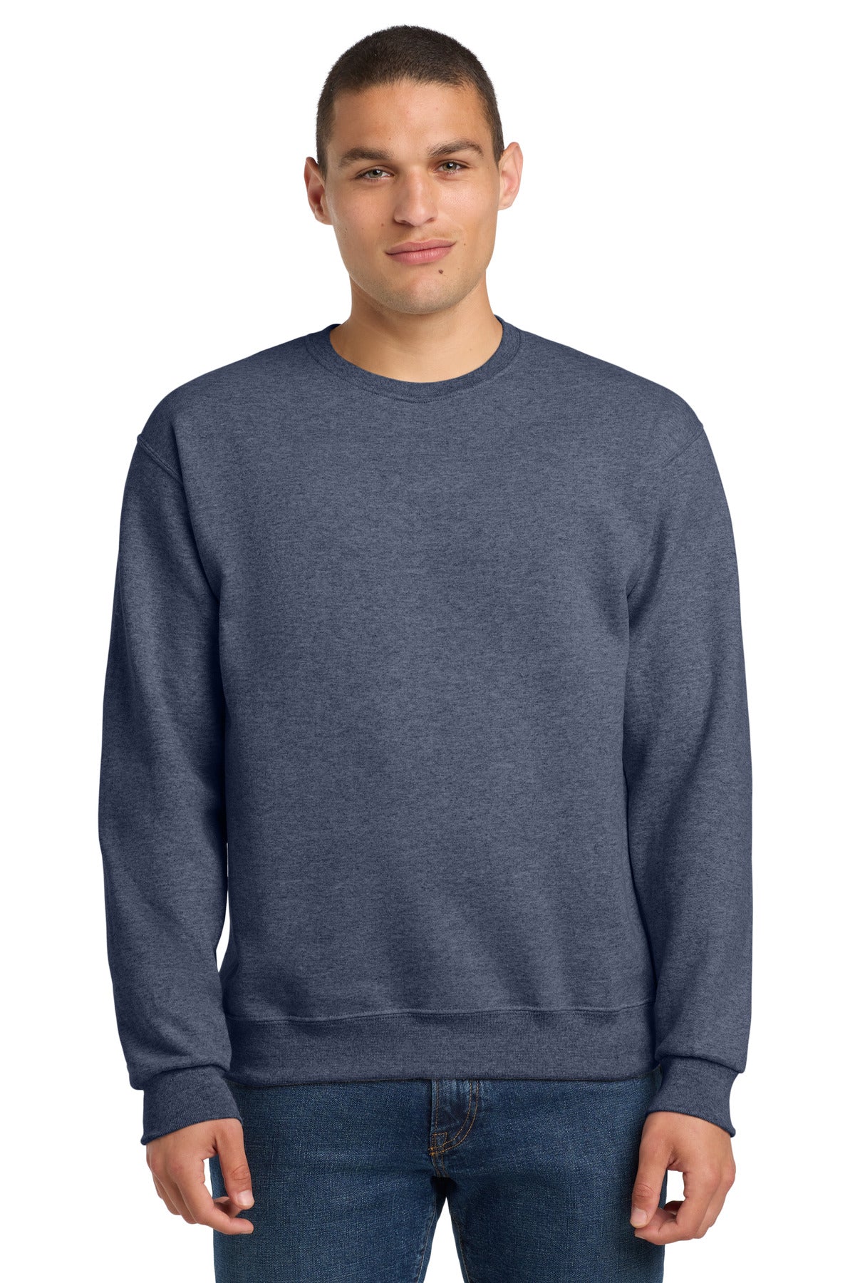 Jerzees NuBlend Crewneck Sweatshirt.  562M Vintage Heather Navy