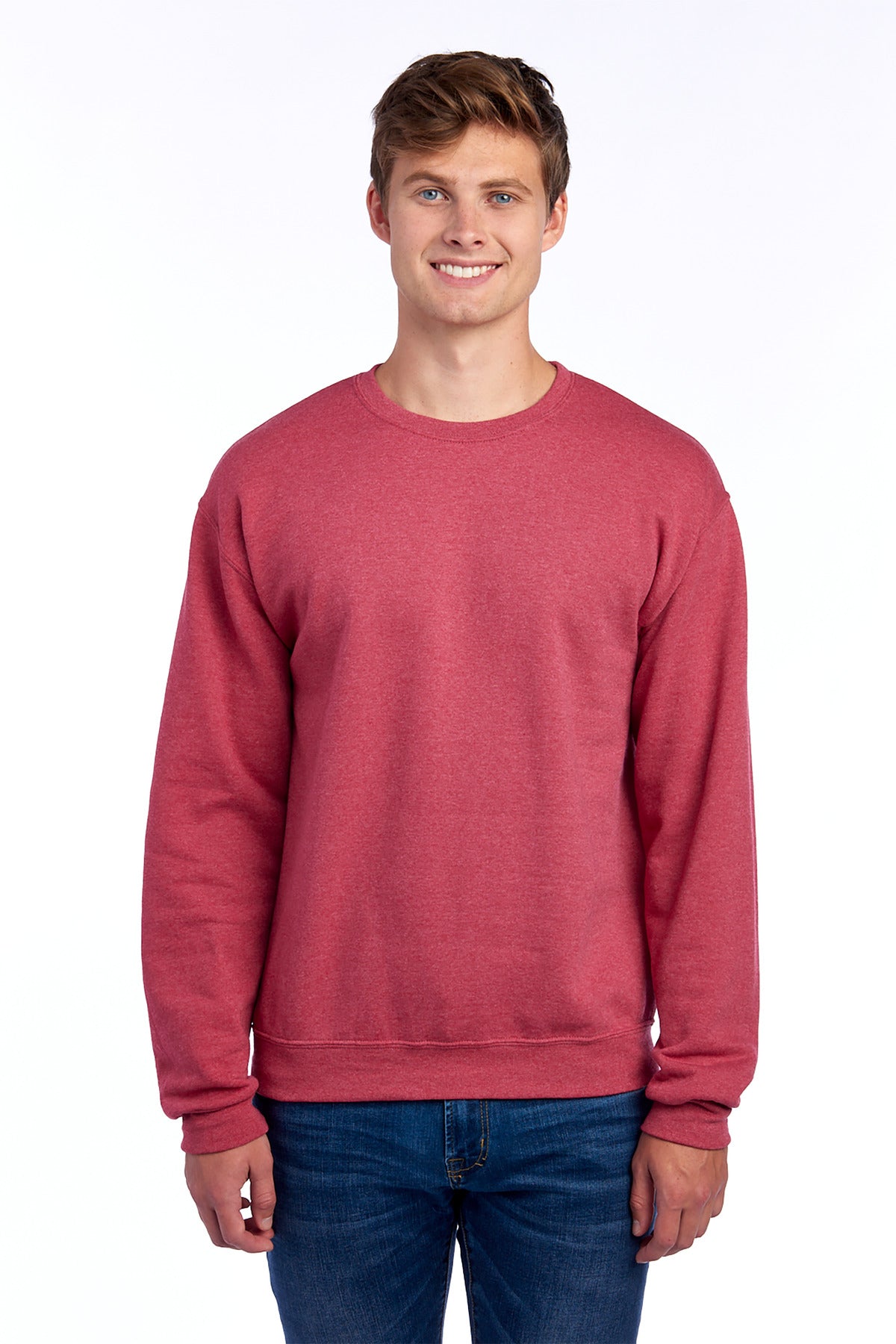Jerzees NuBlend Crewneck Sweatshirt.  562M Vintage Heather Red