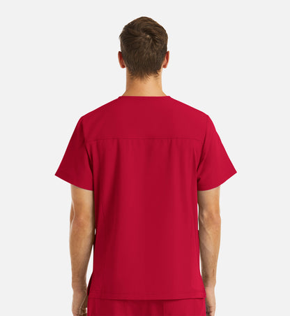 Momentum 5802 Men’s 4 Pocket Banded V-Neck Top Red