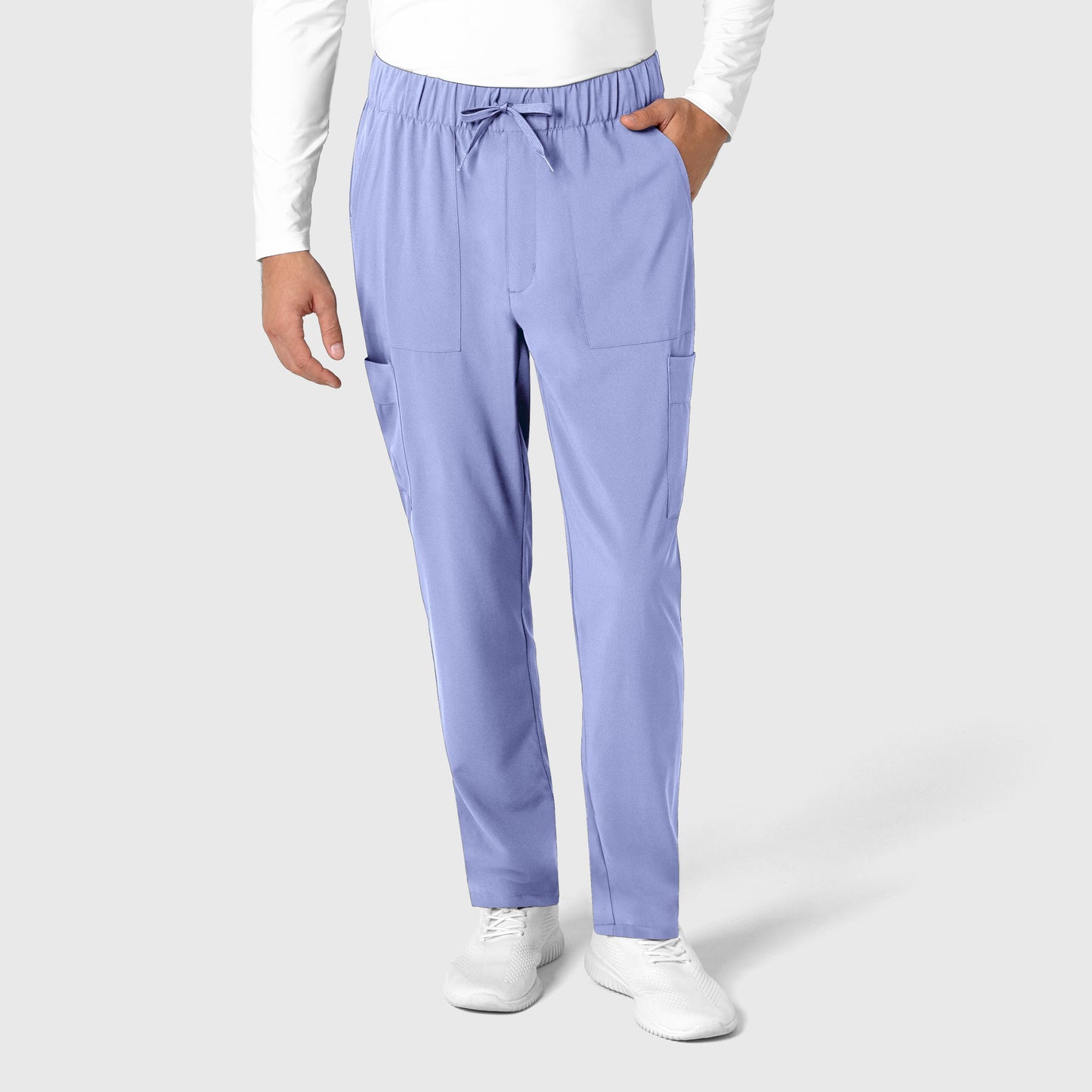 RENEW 5834 Men's Tapered Scrub Pants Ceil Blue Model Image Front | Wink