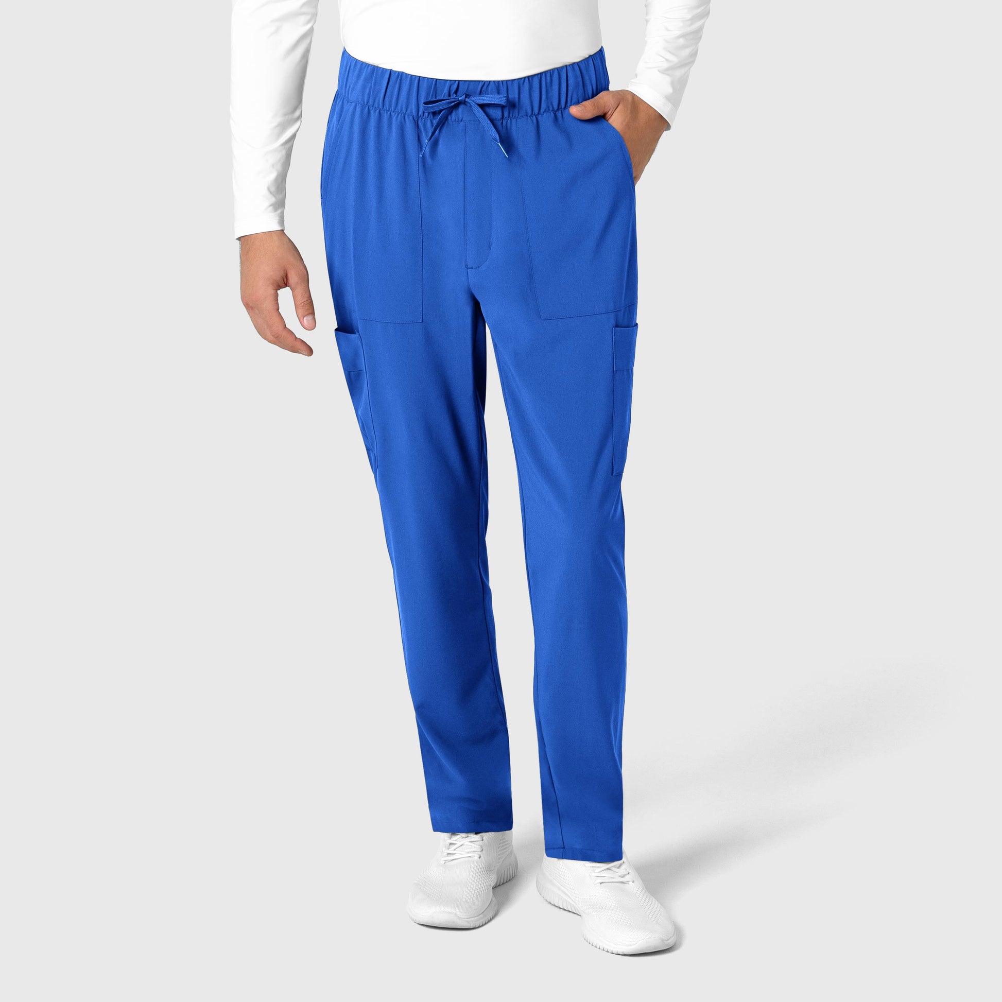 RENEW 5834 Men's Tapered Scrub Pants Royal Model Image Front | Wink