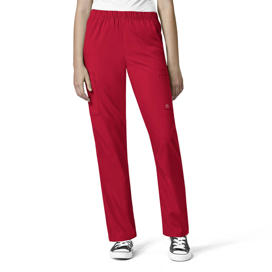 W123 5855 Unisex Multi-Cargo Scrub Pants Red Model Image Front | Wink