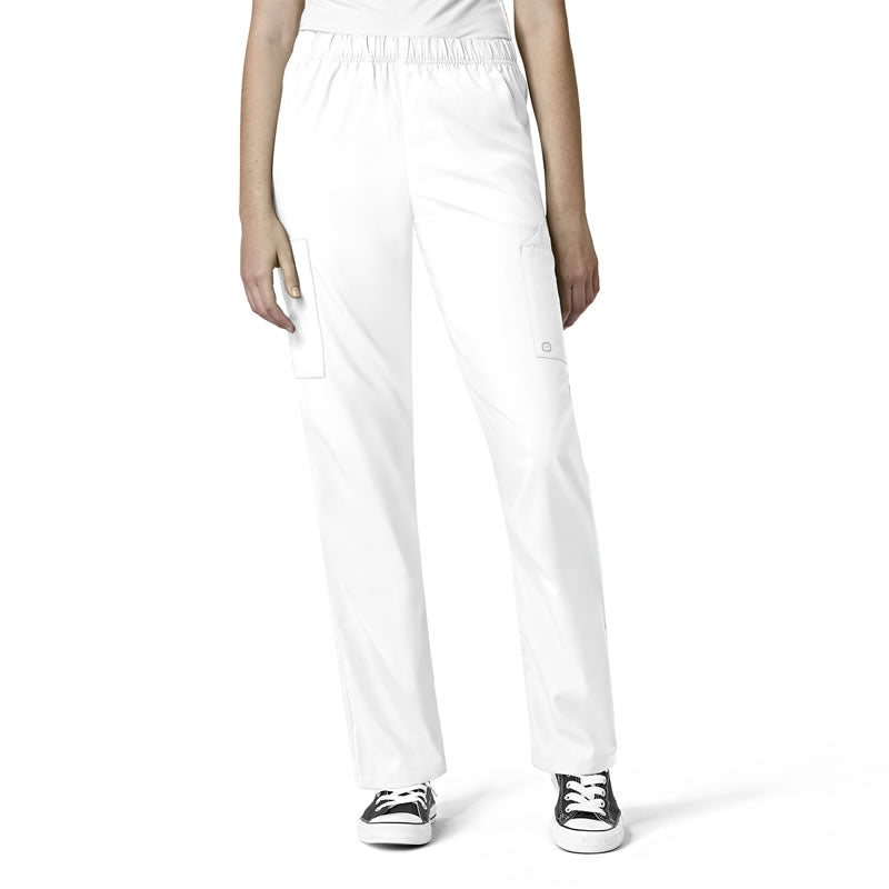 W123 5855 Unisex Multi-Cargo Scrub Pants White Model Image Front | Wink