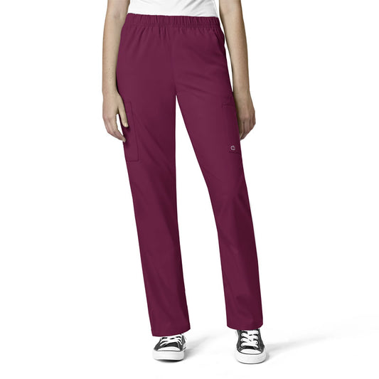 W123 5855 Unisex Multi-Cargo Scrub Pants Wine Model Image Front | Wink