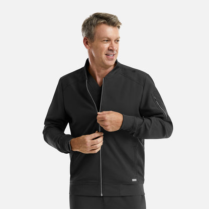 Momentum 5861 Mens Full Zip Bomber Jacket Black